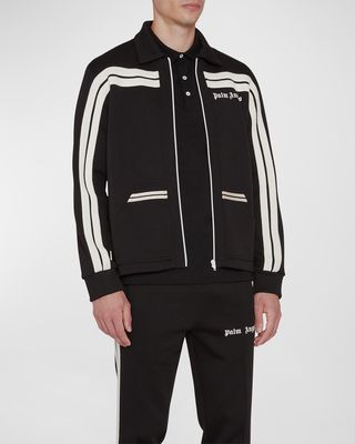 Men's Knit Track Jacket with Shirt Collar