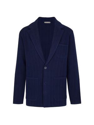 Men's Knit Two-Button Jacket - Dark Blue - Size 42