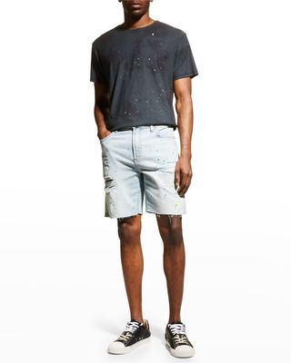 Men's Kobe Soho Paint-Splatter Denim Shorts