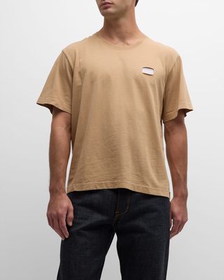 Men's Label Cotton T-Shirt, Khaki