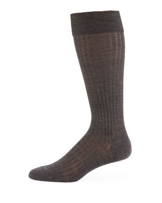 Men's Laburnum Over-the-Calf Ribbed Merino Wool Socks, Size M