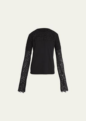 Men's Lace Long-Sleeve Cotton Jersey T-Shirt