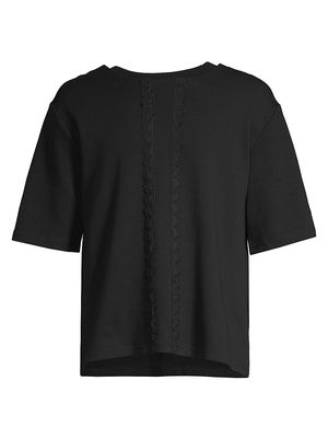 Men's Lace-Trimmed Crewneck T-Shirt - Black - Size XS - Black - Size XS