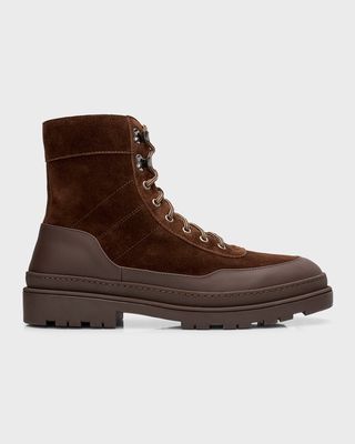 Men's Lace-Up Suede & Leather Hiking Boots