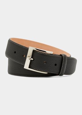 Men's Lagun Grained Leather Belt, 40mm