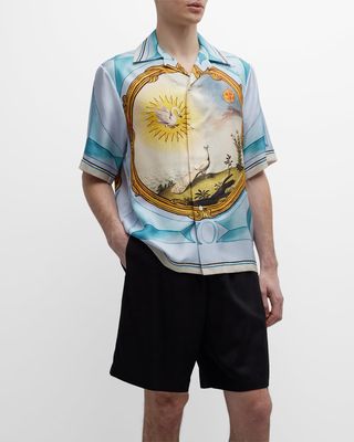 Men's Landscape Silk Bowling Shirt