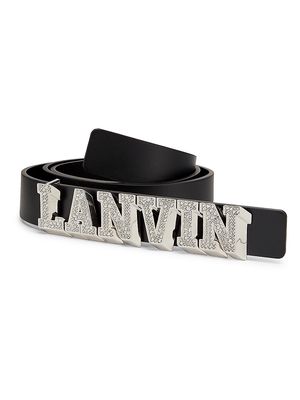 Men's Lanvin x Future Strass Logo Leather Belt - Black - Size 32