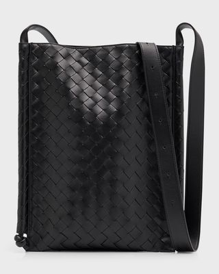 Men's Large Intrecciato Leather Flat Loop Tote Bag
