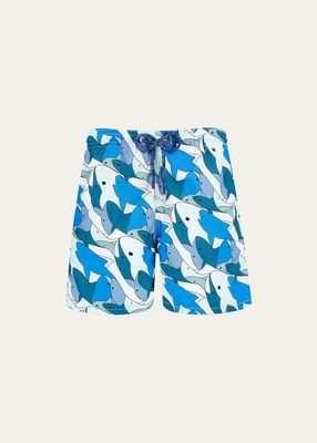Men's Large Shark-Print Swim Shorts