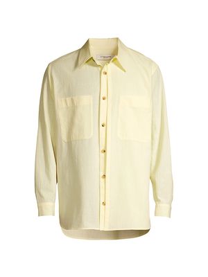 Men's Layered Cotton Shirt - Yellow - Size 34 - Yellow - Size 34