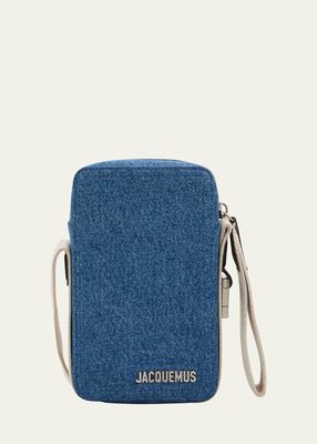 Men's Le Cuerda Vertical Denim Crossbody Bag