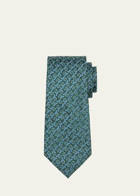 Men's Leaf and Curl Silk Tie