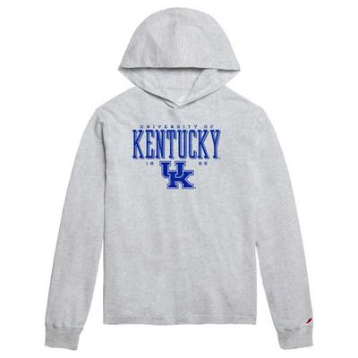 Men's League Collegiate Wear Ash Kentucky Wildcats Team Stack Tumble Long Sleeve Hooded T-Shirt