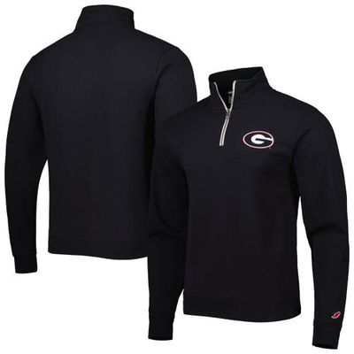 Men's League Collegiate Wear Black Georgia Bulldogs Stack Essential Lightweight Fleece Quarter-Zip Sweatshirt
