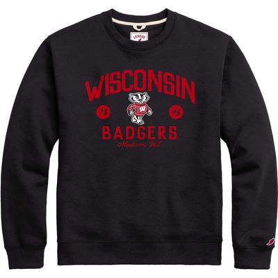 Men's League Collegiate Wear Black Wisconsin Badgers Bendy Arch Essential Pullover Sweatshirt