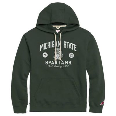 Men's League Collegiate Wear Green Michigan State Spartans Bendy Arch Essential Pullover Hoodie