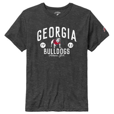 Men's League Collegiate Wear Heather Charcoal Georgia Bulldogs Bendy Arch Victory Falls Tri-Blend T-Shirt