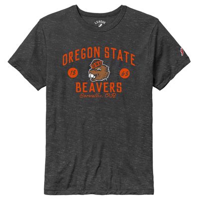 Men's League Collegiate Wear Heather Charcoal Oregon State Beavers Bendy Arch Victory Falls Tri-Blend T-Shirt