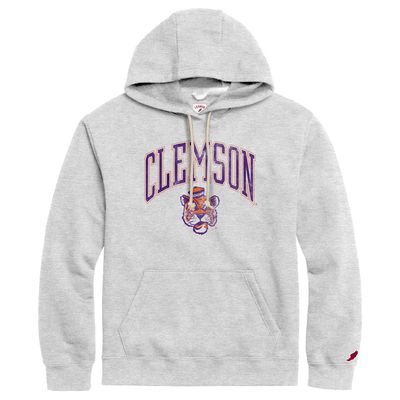 Men's League Collegiate Wear Heather Gray Clemson Tigers Tall Arch Essential Pullover Hoodie