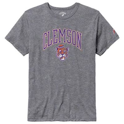 Men's League Collegiate Wear Heather Gray Clemson Tigers Tall Arch Victory Falls Tri-Blend T-Shirt