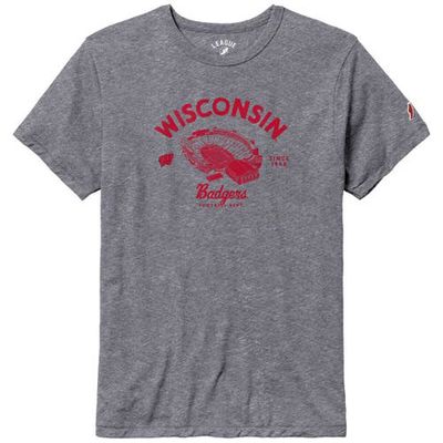 Men's League Collegiate Wear Heather Gray Wisconsin Badgers Stadium Victory Falls Tri-Blend T-Shirt