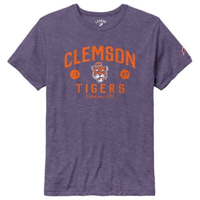 Men's League Collegiate Wear Heather Purple Clemson Tigers Bendy Arch Victory Falls Tri-Blend T-Shirt