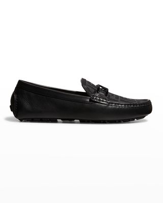 Men's Leather & FF-Monogram Textile Loafers