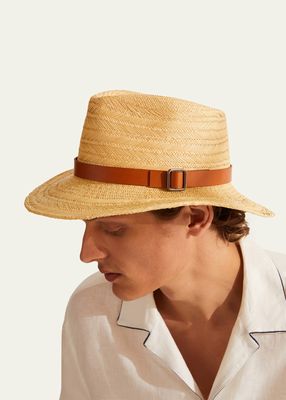 Men's Leather Band Panama Straw Hat
