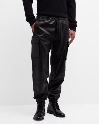 Men's Leather Cargo Pants