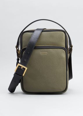 Men's Leather Double Zip Messenger Bag