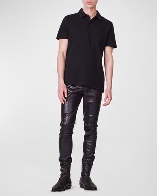 Men's Leather-Effect Skinny Jeans