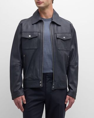Men's Leather Full-Zip Jacket