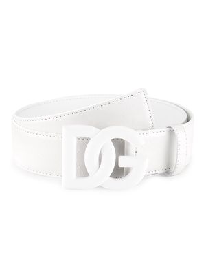 Men's Leather Logo Buckle Belt - Bianco - Size 40