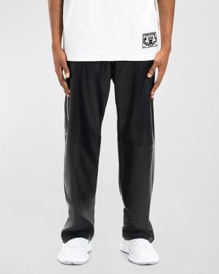 Men's Leather Side-Zip Track Pants