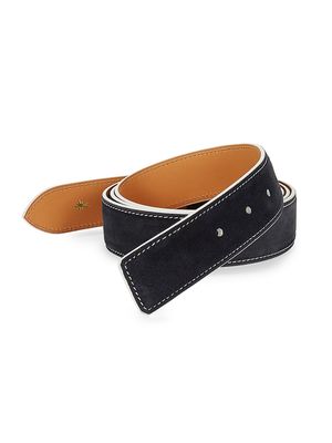 Men's Leather Strap - Navy - Size 48 - Navy - Size 48