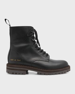 Men's Leather Zip Combat Boots