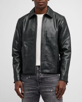 Men's Leather Zip-Front Jacket