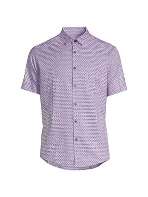 Men's Leeward Abstract Print Dress Shirt - Lavender - Size Large - Lavender - Size Large