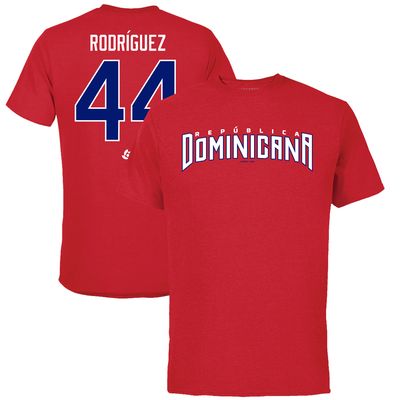 Men's LEGENDS Julio Rodriguez Red Dominican Republic Baseball 2023 World Baseball Classic Name & Number T-Shirt