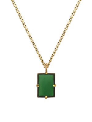 Men's Lennox 14K Yellow Goldplated Sterling Silver Pendant Necklace - Green - Green