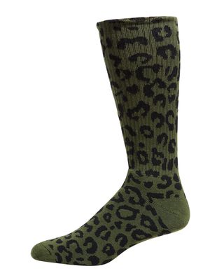 Men's Leopard Crew Socks