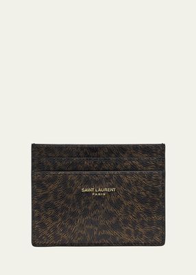 Men's Leopard-Print Leather Card Holder