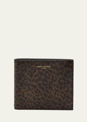 Men's Leopard-Print Leather Wallet