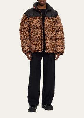 Men's Leopard-Print Puffer Jacket