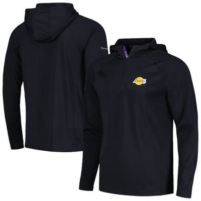 Men's Levelwear Black Los Angeles Lakers Zander Hoodie Raglan Quarter-Zip Top