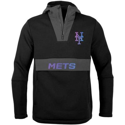 Men's Levelwear Black New York Mets Ruckus Quarter-Zip Hoodie