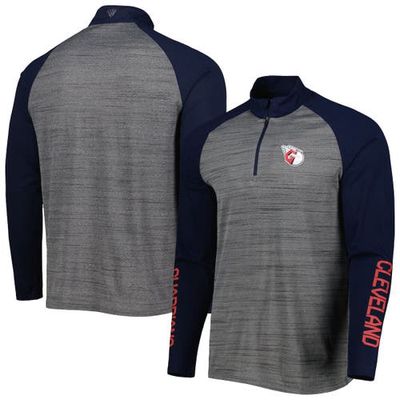 Men's Levelwear Heather Gray Cleveland Guardians Vandal Raglan Quarter-Zip Top