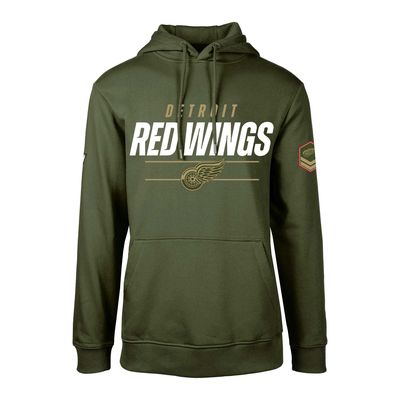Men's Levelwear Olive Detroit Red Wings Podium Fleece Pullover Hoodie
