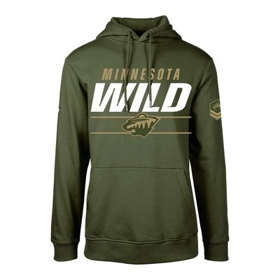 Men's Levelwear Olive Minnesota Wild Podium Fleece Pullover Hoodie