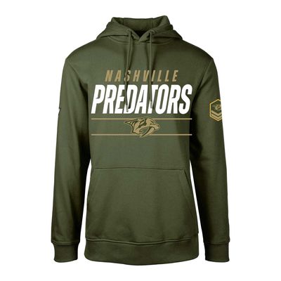 Men's Levelwear Olive Nashville Predators Podium Fleece Pullover Hoodie